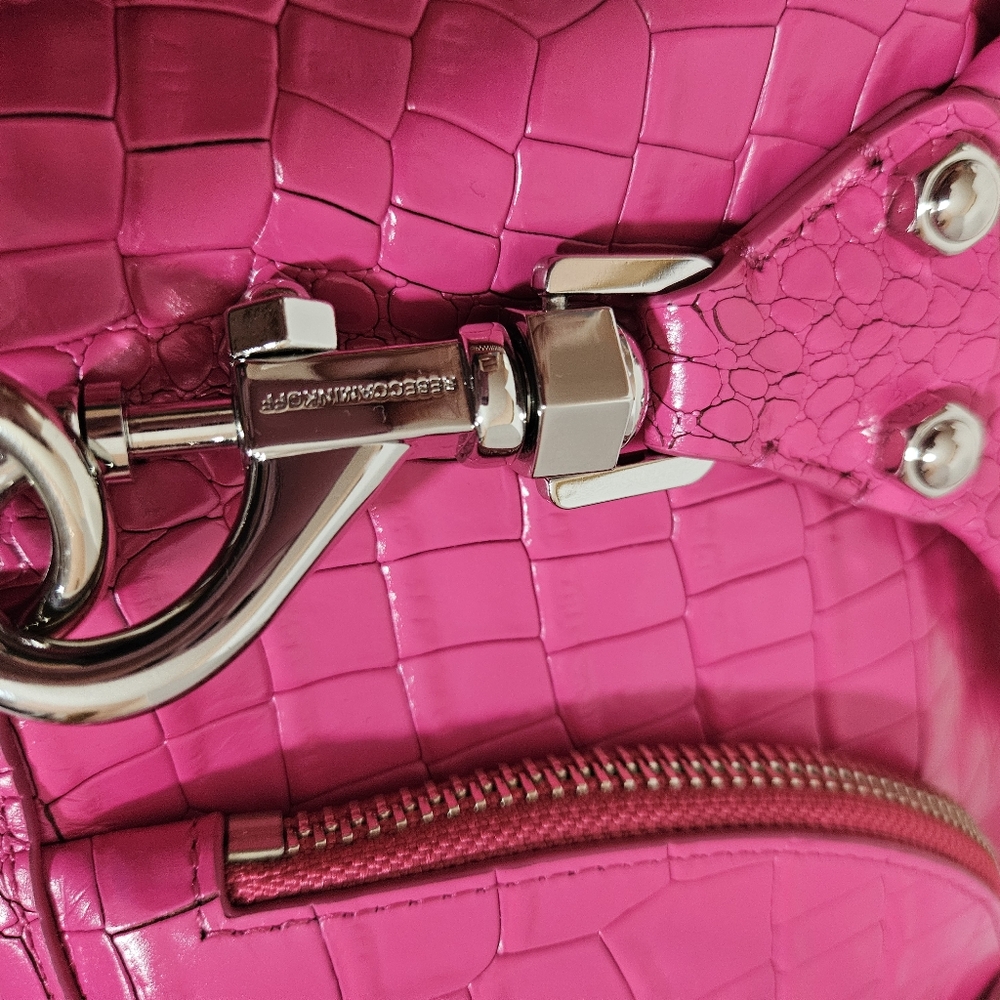 Hot Pink Rebecca Minkoff Julian Max Leather Croissant Hobo bag NEW $329 Retail - Picture 4 of 10